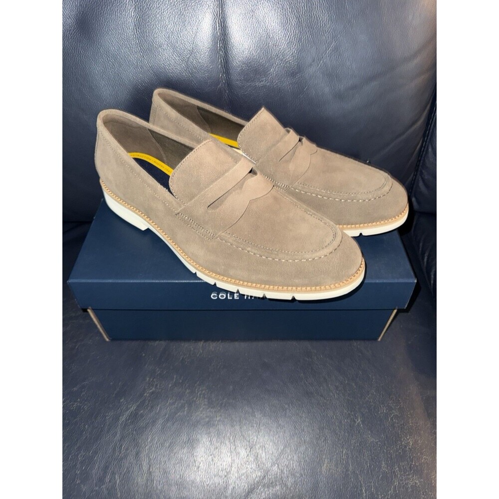 Cole Haan Mens Suede Penny Loafers Size 13 Truffle Brown Leather C41635 NWB